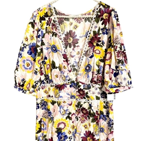 NWOT JustFab Crochet Trim Retro Floral Maxi Dress - Picture 3 of 7